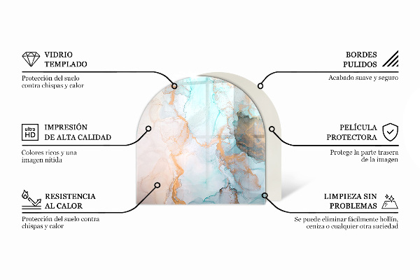 Halfovale vloerplaat voor houtkachel Mozaïekpatronen op tegels