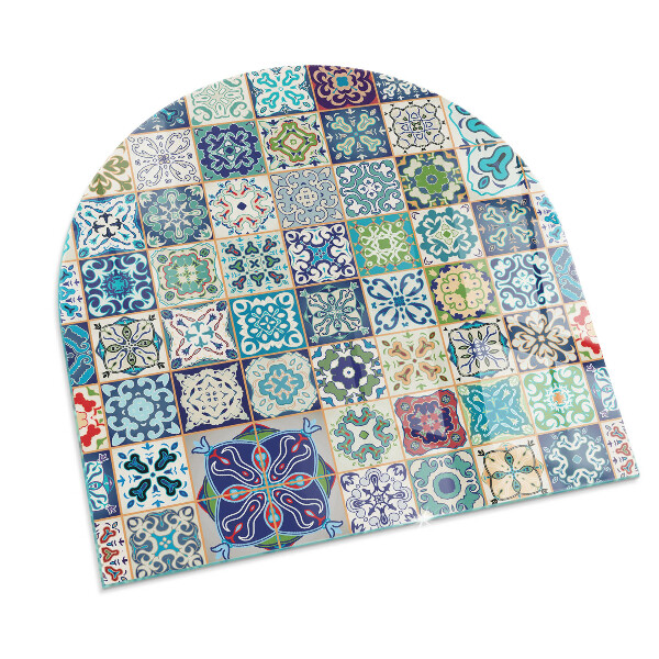 Halfovale vloerplaat voor houtkachel Mozaïekpatronen op tegels