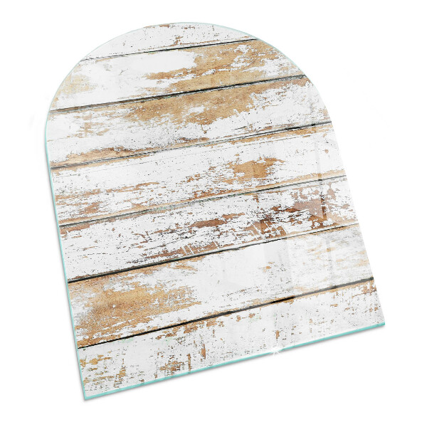 Halfovale vloerplaat voor houtkachel Beschadigd houten bord