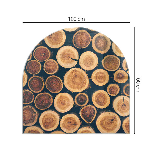 Halfovale plaat voor onder kachel Doos met gesneden hout