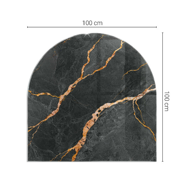 Halfovale vloerplaat voor houtkachel Elegant marmer met aderen