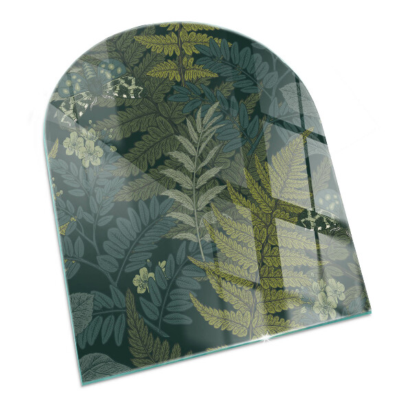 Halfovale plaat voor onder kachel Plantenmotieven met vlinders