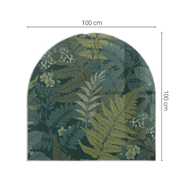 Halfovale plaat voor onder kachel Plantenmotieven met vlinders