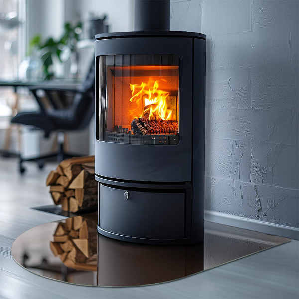 Halfovale vloerplaat voor houtkachel Kleur Bruin