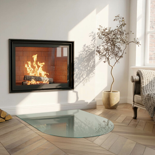 Halfovale vloerplaat openhaard Grijsgroene kleur