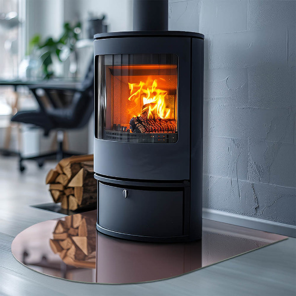 Halfovale vloerplaat voor houtkachel Kleur Roze