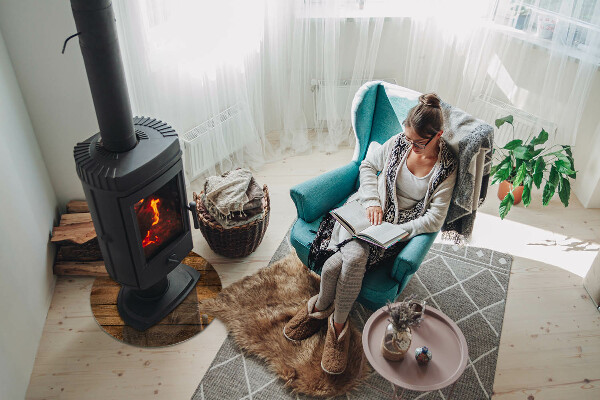 Ronde plaat voor onder houtkachel Houten plank met nerf