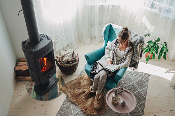 Ronde onderplaat kachel Planken in verschillende tinten
