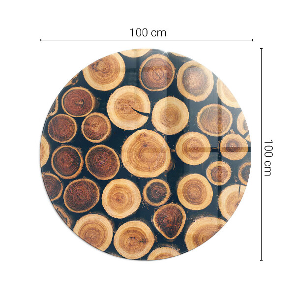 Ronde plaat onder houtkachel Doos met gesneden hout