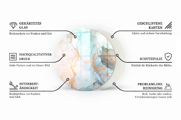 Ronde plaat voor onder houtkachel Abstracte golven en lijnen