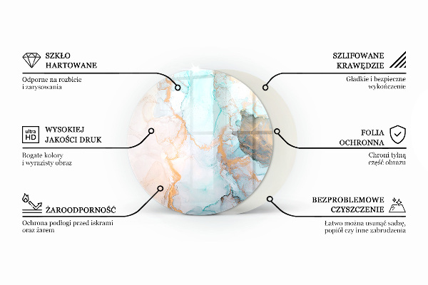 Ronde onderplaat kachel Abstract marmerpatroon