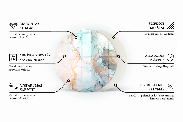 Ronde onderplaat kachel Abstract marmerpatroon