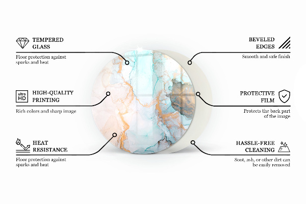 Ronde onderplaat kachel Abstract marmerpatroon
