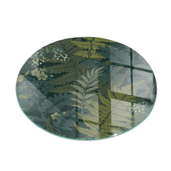 Ronde plaat onder houtkachel Plantenmotieven met vlinders