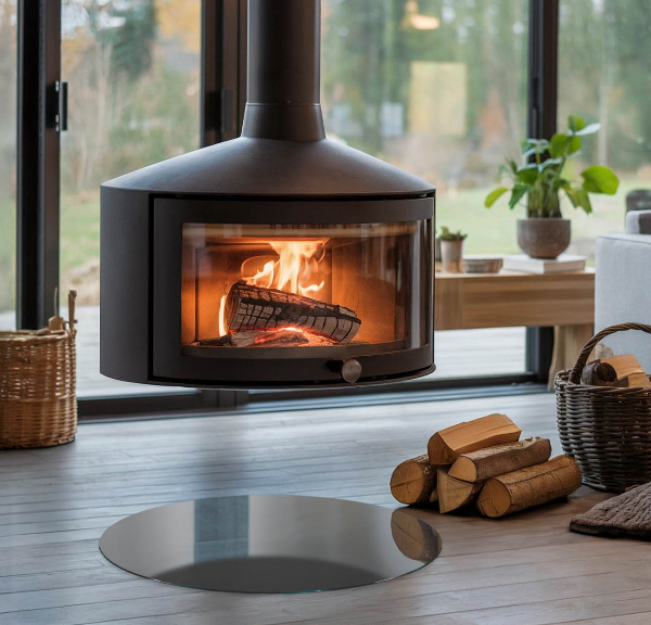 Ronde onderplaat kachel Kleur grijsbruin