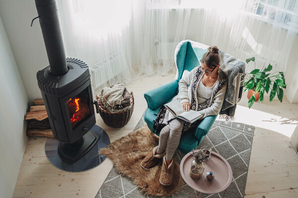 Ronde plaat onder houtkachel Kleur donkerblauw