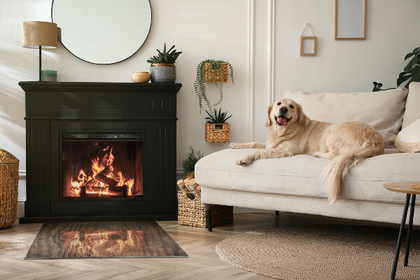 Rechthoekige vloerplaat voor kachel Natuurlijk houtpatroon