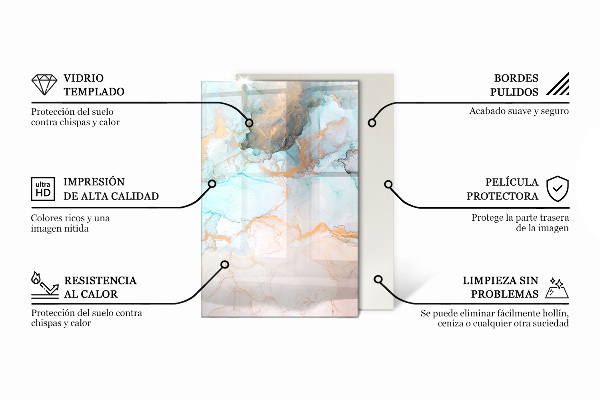 Rechthoekige vloerplaat voor kachel Elegant marmerpatroon