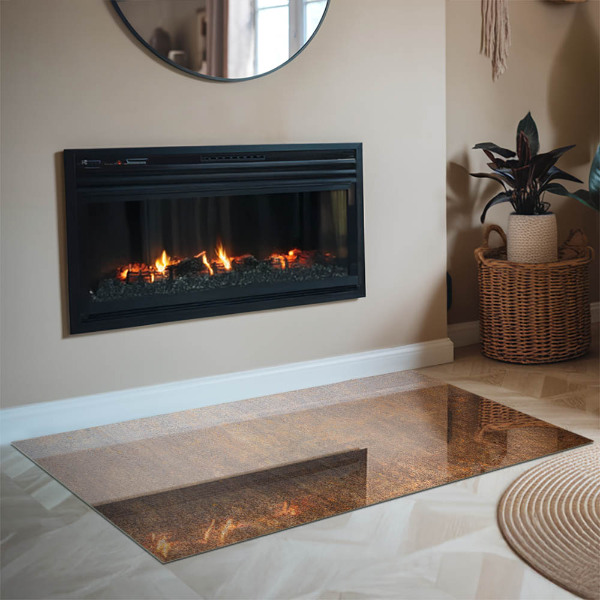 Rechthoekige vloerplaat voor kachel Roesttextuur op metaal