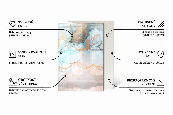 Rechthoekige vloerplaat voor kachel Mozaïekpatronen in tegels