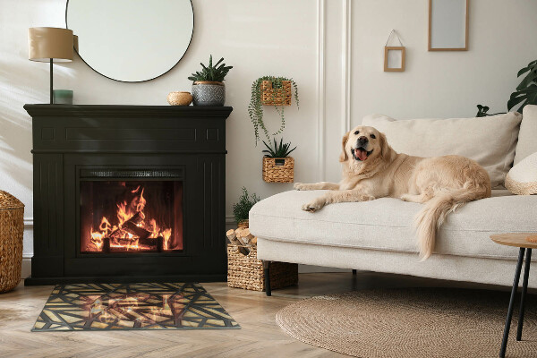 Rechthoekige kachel vloerplaat Geometrie met hout