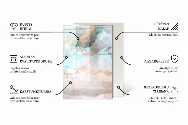 Rechthoekige vloerplaat voor kachel Abstracte golven en lijnen