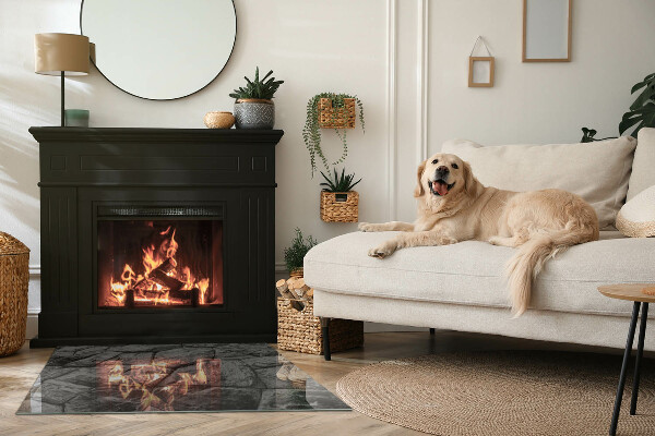 Rechthoekige vloerplaat voor houtkachel Natuursteenpatroon