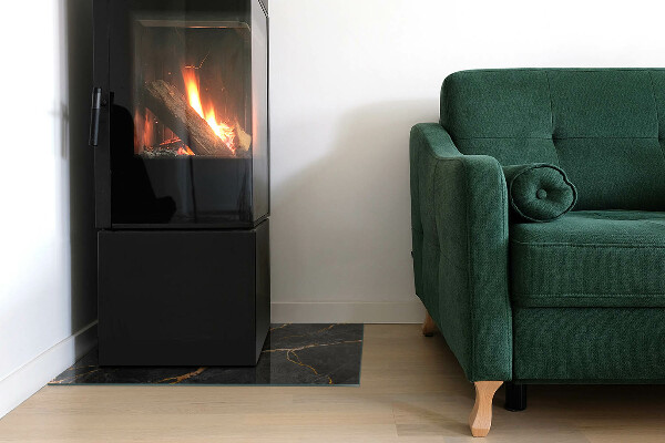 Rechthoekige vloerplaat voor kachel Elegant marmer met aderen