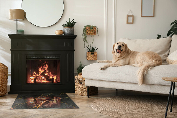 Rechthoekige vloerplaat voor kachel Elegant marmer met aderen