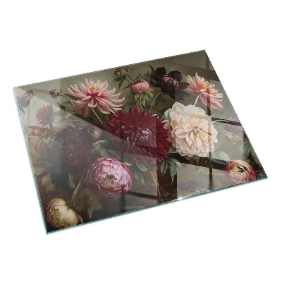 Rechthoekige vloerplaat voor kachel Bloemenboeket in detail