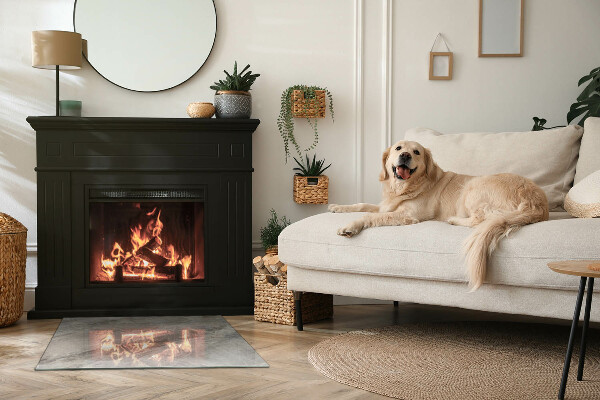 Rechthoekige vloerplaat voor kachel Natuursteenpatroon