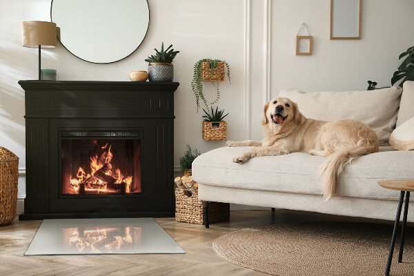 Rechthoekige vloerplaat voor kachel Licht crèmekleur