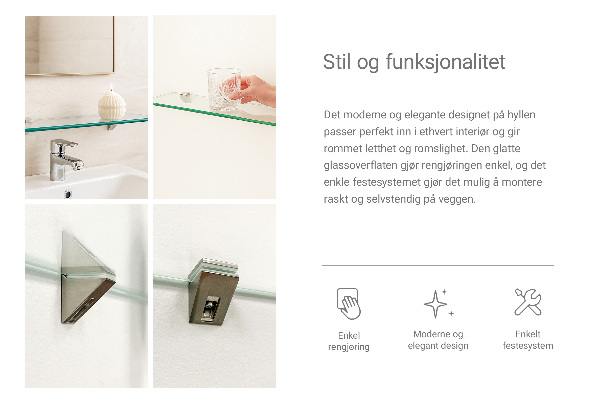 Glazen legplank voor de badkamer 90x13 cm