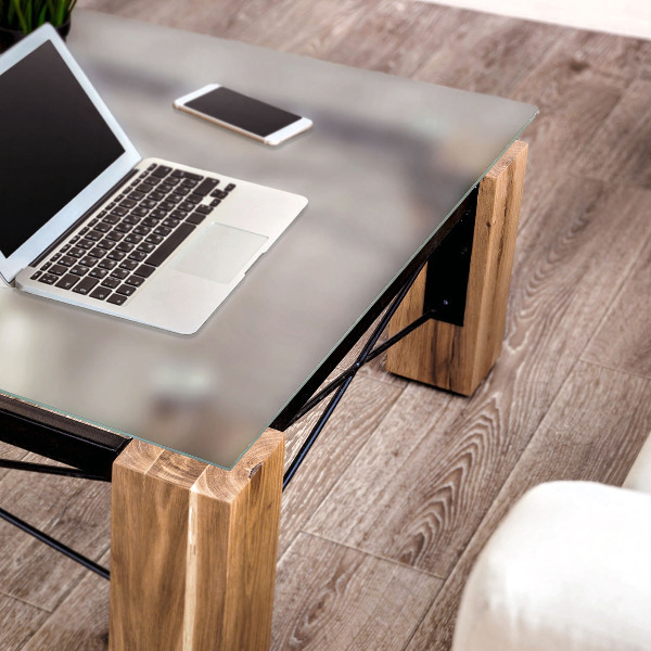 Vierkant tafelblad van doorschijnend glas