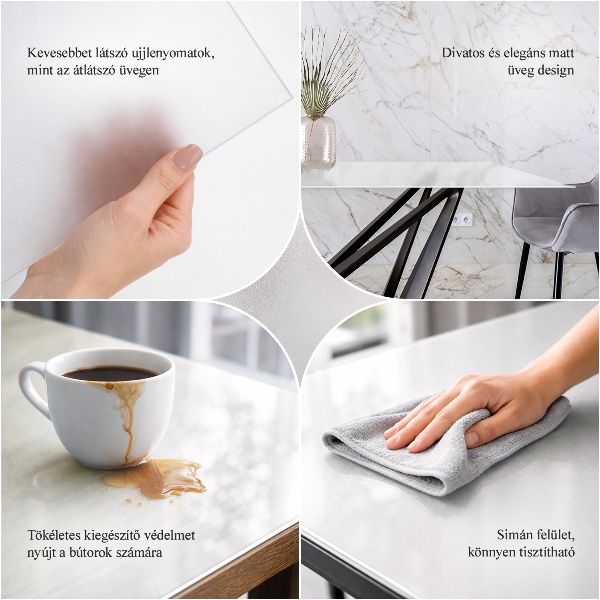 Vierkant tafelblad van doorschijnend glas