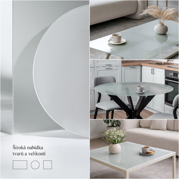 Rond glazen tafelblad in transparant glas