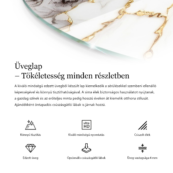 Ronde glazen tafelblad Zuiver wit