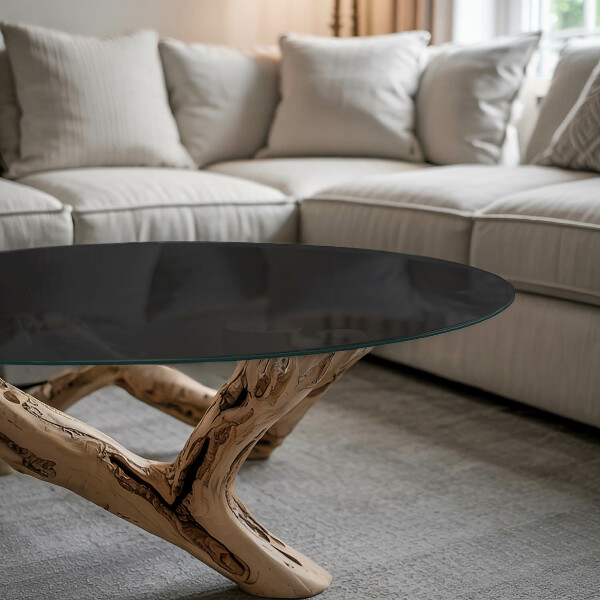 Ronde glazen tafelblad Effen zwart elegant