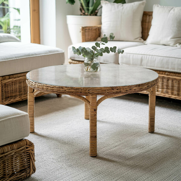 Ronde glazen tafelblad Krassen op het betonoppervlak