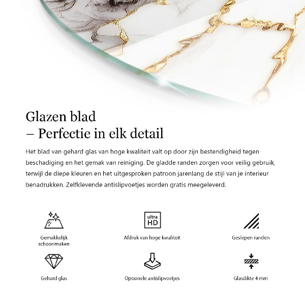 Ronde glazen tafelblad Krassen op het betonoppervlak