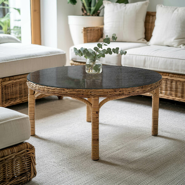 Ronde glazen tafelblad Motief met steenstructuur