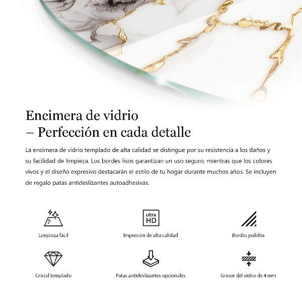 Ronde glazen tafelblad Stijlvol marmerpatroon