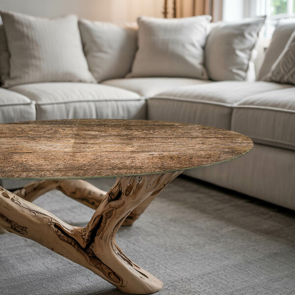 Ronde glazen tafelblad Ecologische houtstructuur