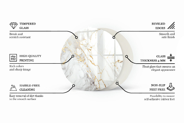 Ronde glazen tafelblad Ecologische houtstructuur