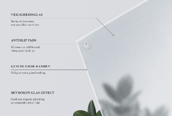 Rechthoekig translucide glas voor tafelblad