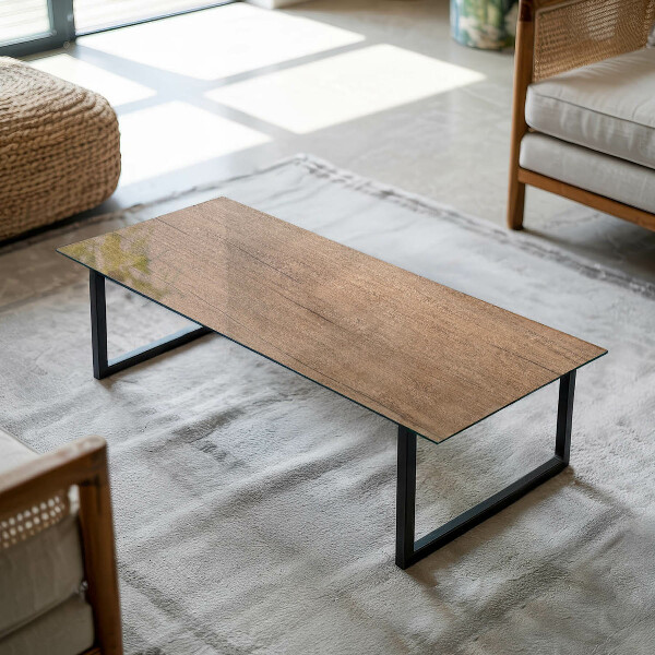 Rechthoekig tafelblad van glas De charme van natuurlijk hout