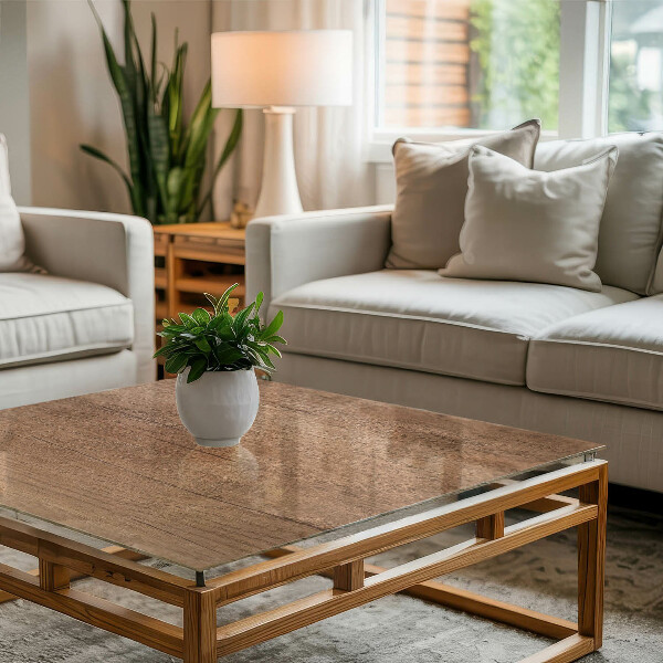 Rechthoekig tafelblad van glas De charme van natuurlijk hout