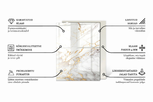 Rechthoekig tafelblad van glas Ecologische houtstructuur