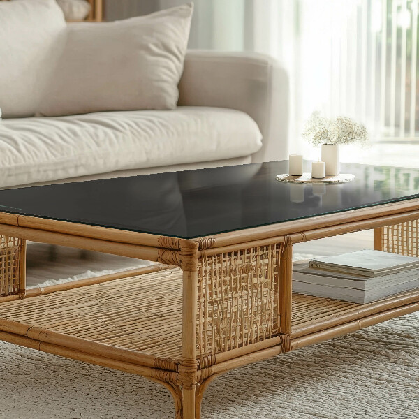 Rechthoekig tafelblad van glas Effen zwart elegant