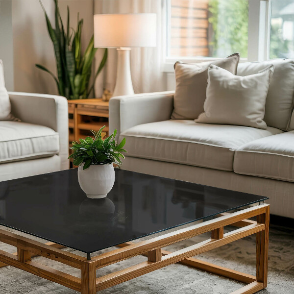 Rechthoekig tafelblad van glas Effen zwart elegant